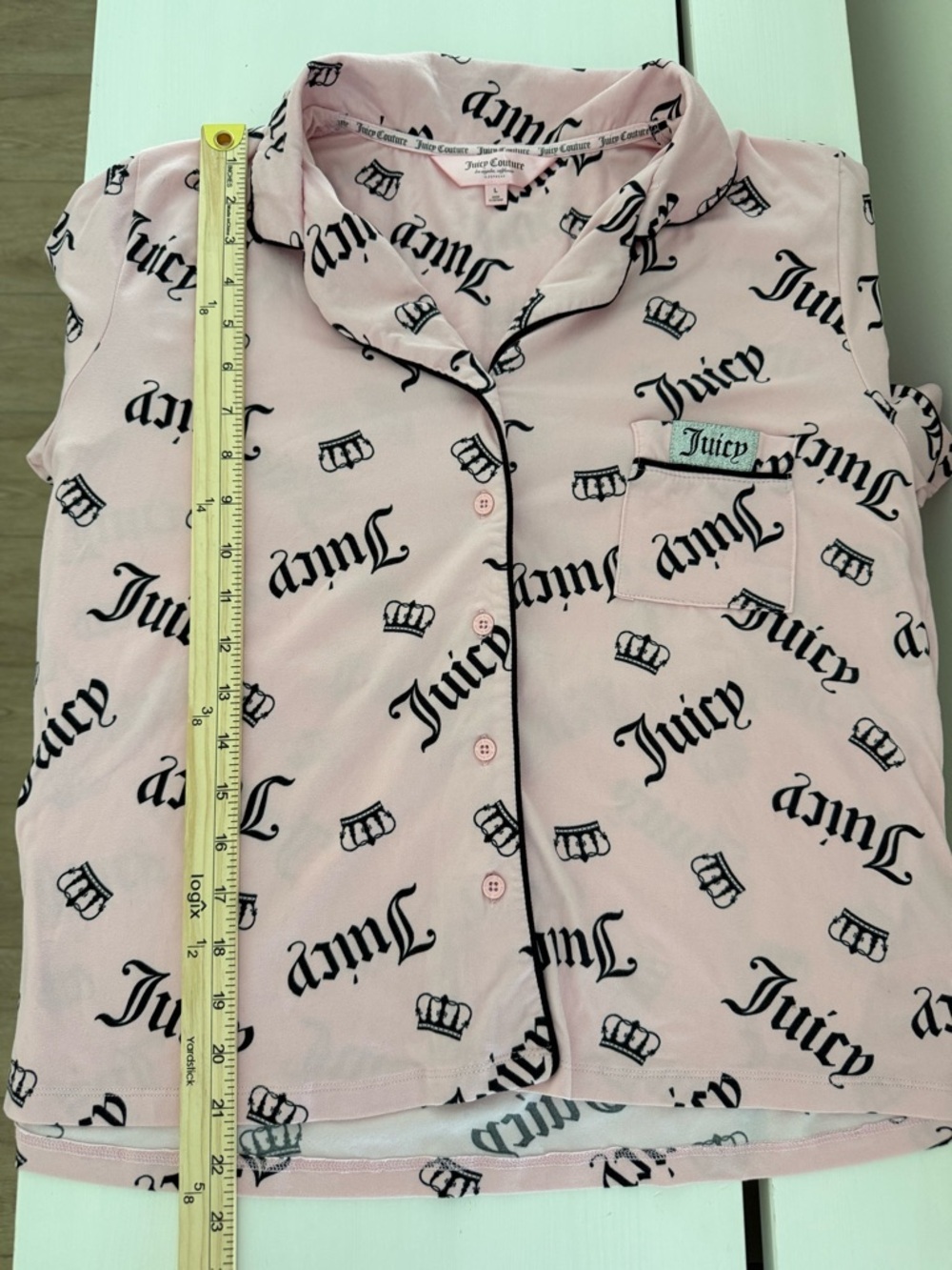Juicy Couture Pink Logo Pajama Set Crown Print Y2K Size L - Picture 7 of 9